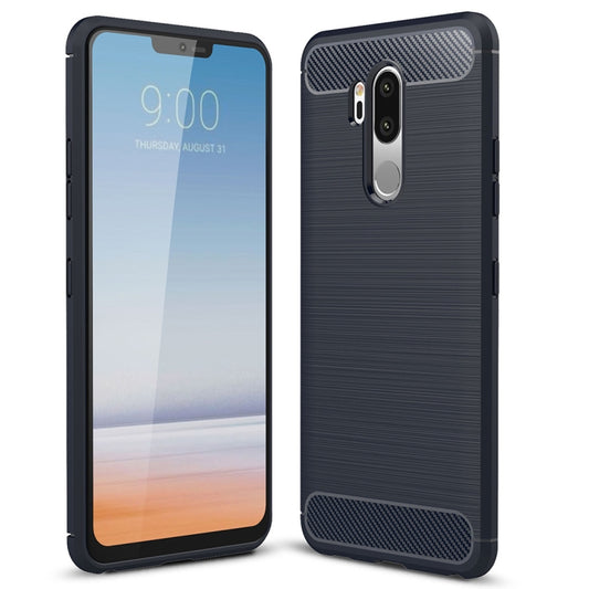 For LG G7 ThinQ Brushed Texture Carbon Fiber Shockproof TPU Protective Back Case, For LG G7 ThinQ