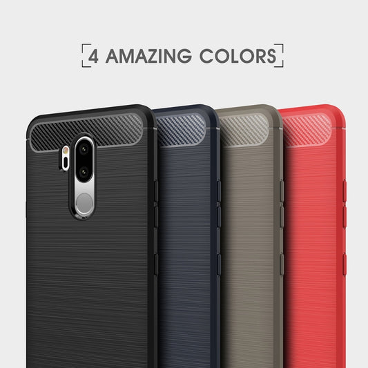 For LG G7 ThinQ Brushed Texture Carbon Fiber Shockproof TPU Protective Back Case, For G7 ThinQ, For LG G7 ThinQ