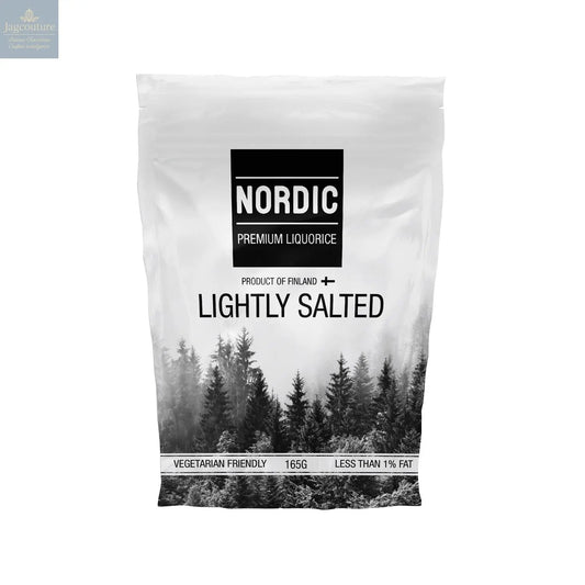 Lightly salted soft eating premium liquorice in sachet bag - vegetarian friendly