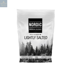 Lightly salted soft eating premium liquorice in sachet bag - vegetarian friendly