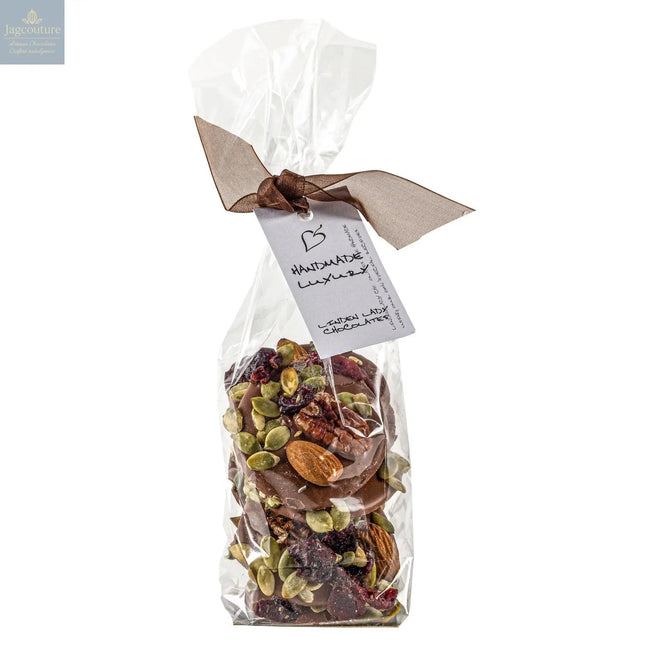Linden Lady gift bags of milk chocolate mendiants