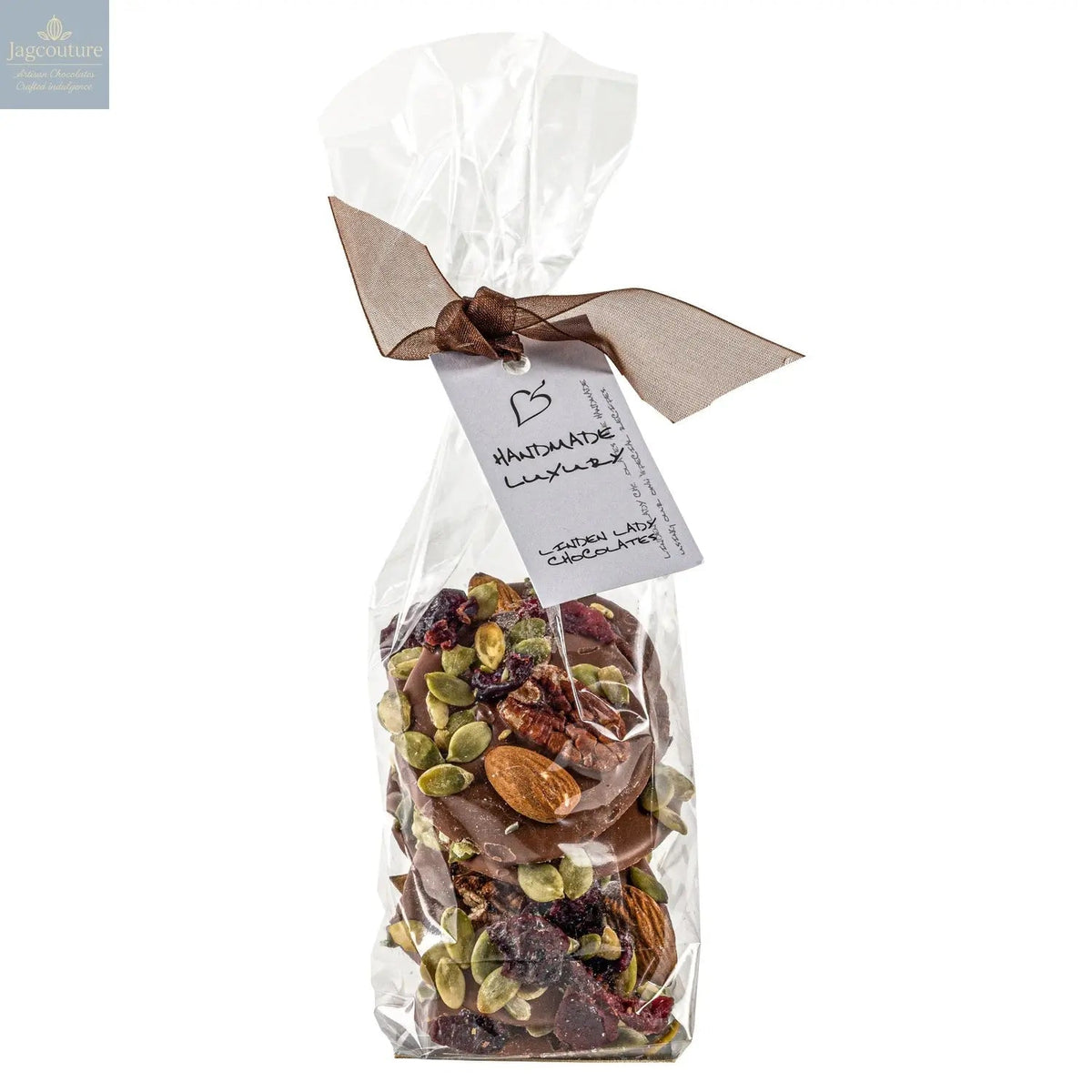 Linden Lady gift bags of milk chocolate mendiants