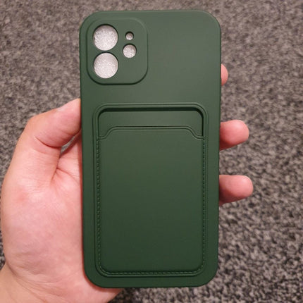 Liquid Silicone Black Case With Card Slot - For iPhone 12