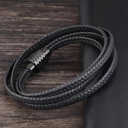 Long Black Braided Bracelet