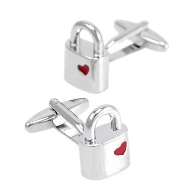 Love Heart Padlock Cufflinks