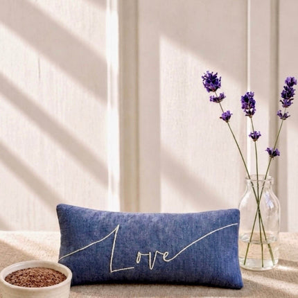 Love Embroidered Linen and Lavender Eye Pillow