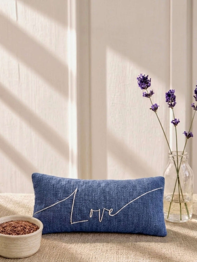 Love Embroidered Linen and Lavender Eye Pillow