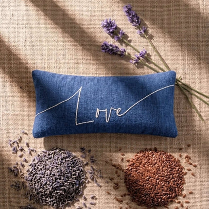Love Embroidered Linen and Lavender Eye Pillow