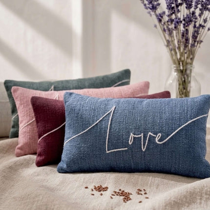 Love Embroidered Linen and Lavender Eye Pillow