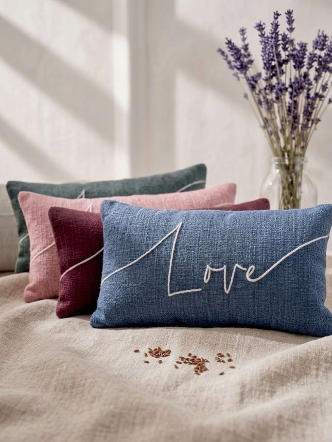 Love Embroidered Linen and Lavender Eye Pillow