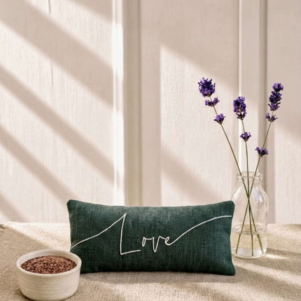Love Embroidered Linen and Lavender Eye Pillow