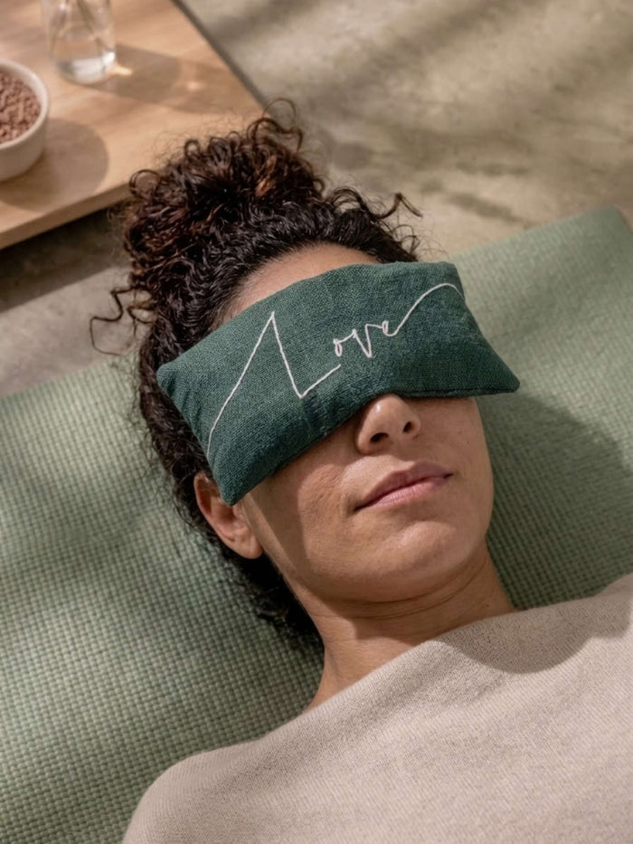 Love Embroidered Linen and Lavender Eye Pillow
