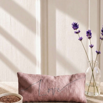 Love Embroidered Linen and Lavender Eye Pillow