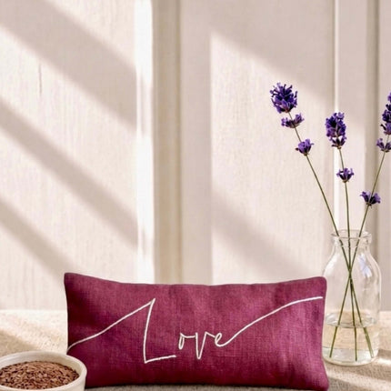 Love Embroidered Linen and Lavender Eye Pillow