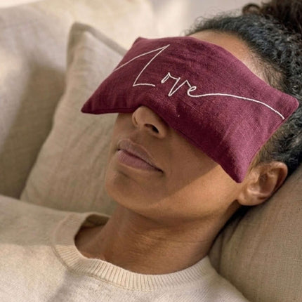 Love Embroidered Linen and Lavender Eye Pillow