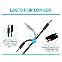 Maplin 3.5mm Aux Stereo 4-Pole Jack Plug to 3.5mm Female Jack Extension Cable - Black, 3m