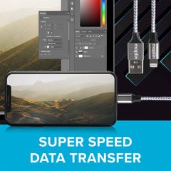 Maplin Premium Apple MFI Certified Tangle-Free Lightning to USB-A 2.0 Cable - Silver, 3m