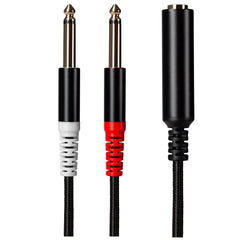 ProSound Twin 1/4" 6.3mm 2 Pole Jack Plugs to Single 1/4" 6.35mm Female Jack Socket Cable - Black, 0.2m