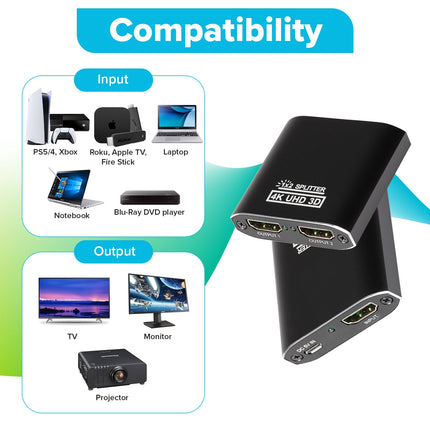 Maplin HDMI Splitter 1 Port In 2 Ports Out 4K Ultra HD @30Hz 10.2Gbps
