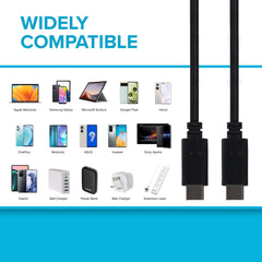 Maplin USB-C to USB-C 3.2 Gen2 100W 10Gbps Super Speed Cable - Black, 1m