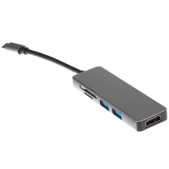 Nikkai USB-C Multiport Hub to 2x USB-A 3.0 / HDMI 4K / SD Card Reader - Silver