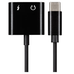 Nikkai USB-C to 3.5mm Headphone Jack / USB-C PD Charging Port Adapter - Black, 10cm