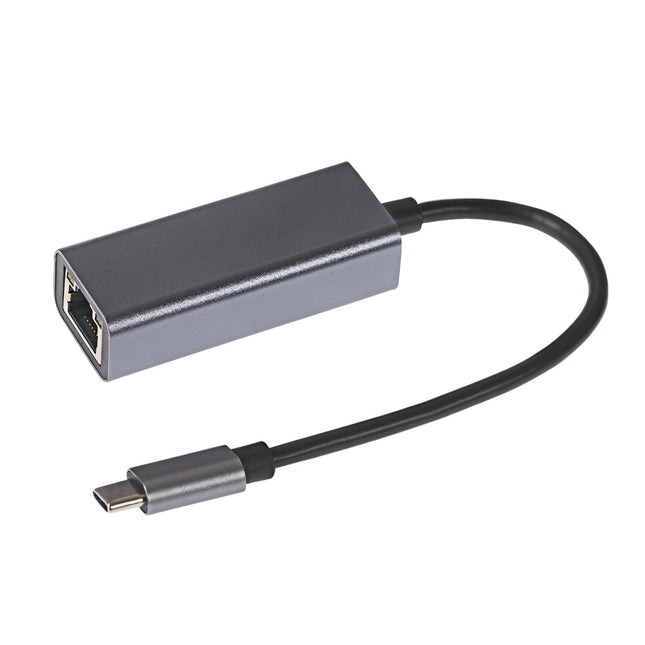 Maplin USB-C to Gigabit RJ45 Ethernet Network LAN Adapter - Black, 0.25m