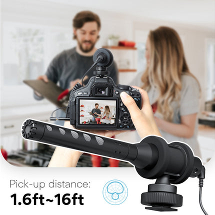 ProSound Shotgun Microphone Super Cardioid Electret Condenser 3.5mm Jack Cold Shoe Mount