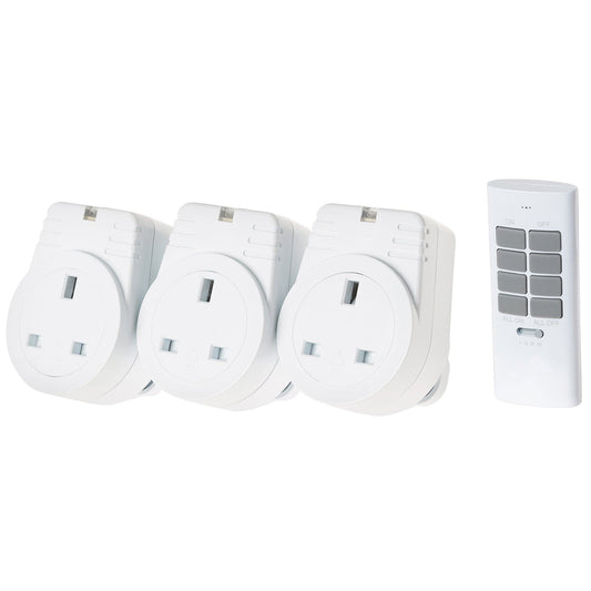 Maplin ORB RF Remote Controlled Mains Plug Sockets Set Version S2 - 3 Pack, White