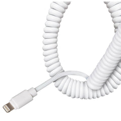 Maplin Premium Apple MFI Certified Lightning to USB-A 2.0 Coiled Cable - White, 0.5m