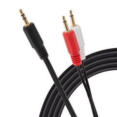 Maplin 3.5mm Aux Stereo 3-Pole Jack Plug to Twin Mono 3.5mm 2-Pole Jack Plug Cable - Black, 2m