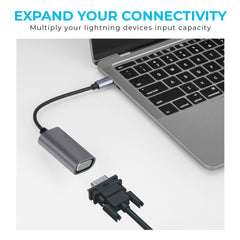 Maplin USB-C to VGA Female Connector Full HD @60Hz Adapter - Silver, 16cm
