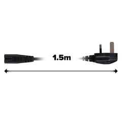 Maplin Power Lead IEC C7 Fig 8 2 Pin Plug to UK 3 Pin Mains Plug - 1.5m, 3 Amp Fuse