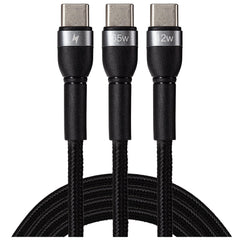 Maplin USB-C to 2-in-1 Multi-Charging USB-C 65W & USB-C 12W Braided Cable - Black