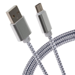 Maplin USB-C to USB-A Braided Cable - Silver, 0.25m
