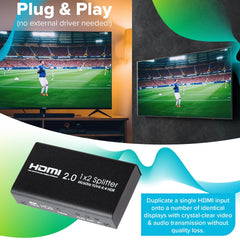 Maplin HDMI Splitter 1 Port In 2 Ports Out 4K Ultra HD @60Hz 18Gbps