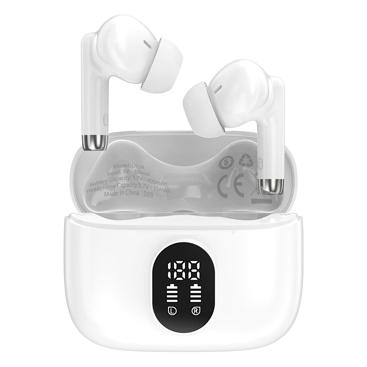 Maplin Wireless Bluetooth Soft Fit Earphones with USB-C Charging Case - White