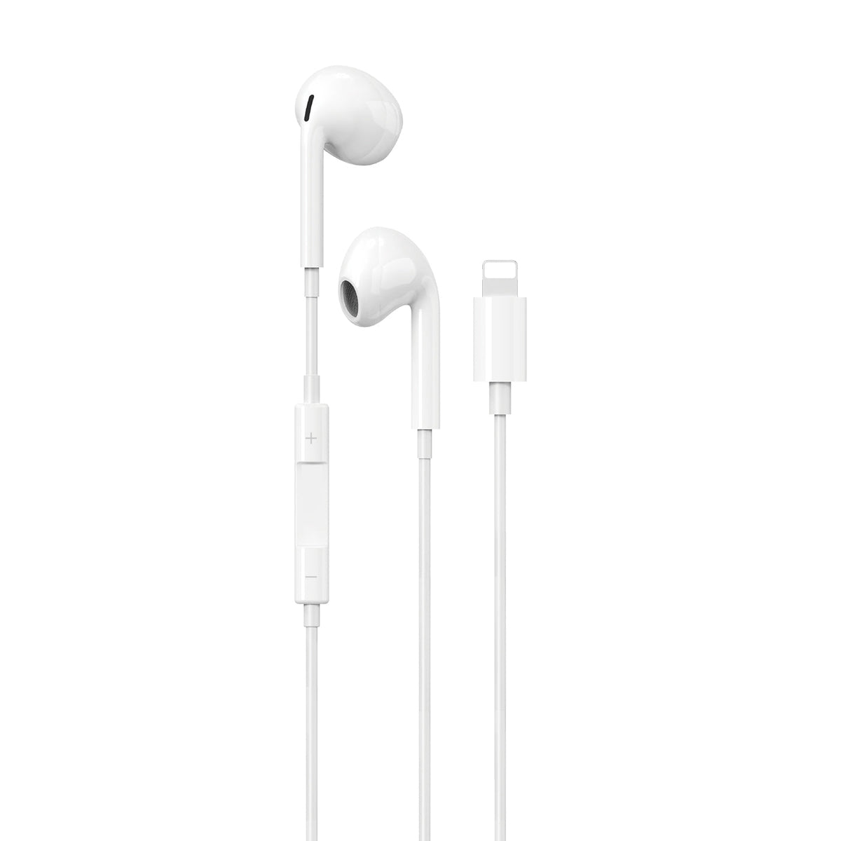Maplin Hybrid Wired Lightning Earbuds with Hands Free Calling & Volume Button - White