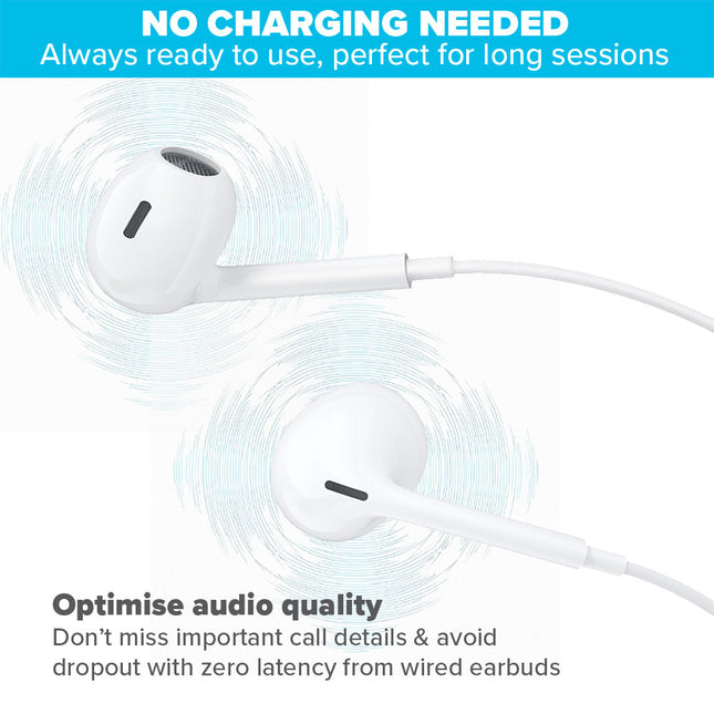Maplin Hybrid Wired Lightning Earbuds with Hands Free Calling & Volume Button - White
