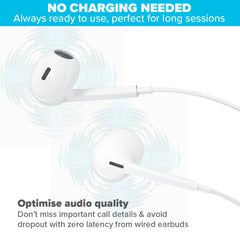 Maplin Hybrid Wired Lightning Earbuds with Hands Free Calling & Volume Button - White