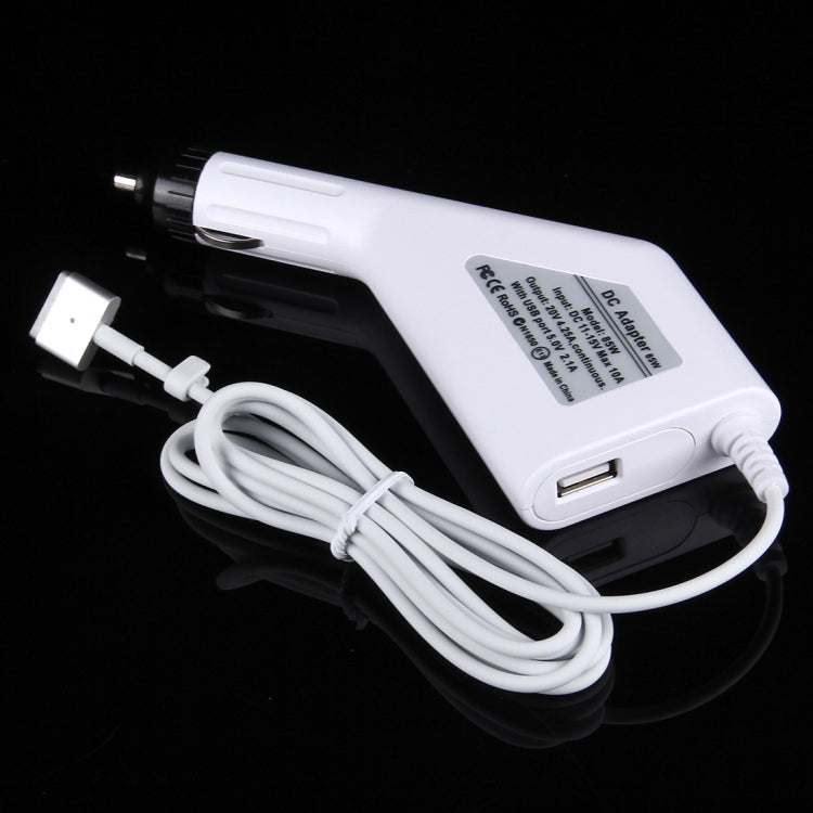 85W 20V 4.25A 5 Pin T Style MagSafe 2 Car Charger with 1 USB Port for Apple Macbook A1398 / A1424 / MC975 / MC976 / ME664 / ME665, Length: 1.7m, 85W 20V 4.25A