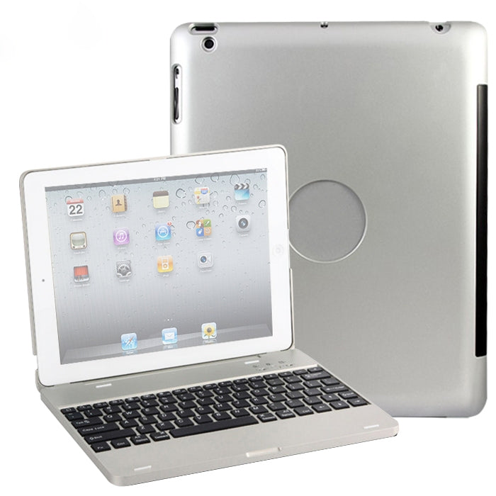 P2095 For iPad 4 / 3 / 2 Laptop Version Aluminum Alloy Bluetooth Keyboard Tablet Case(Silver)