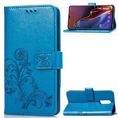 Lucky Clover Pressed Flowers Pattern Leather Case for OnePlus 6T, with Holder & Card Slots & Wallet & Hand Strap, For OnePlus 6T