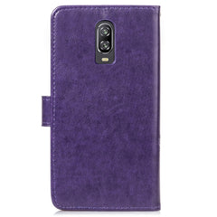 Lucky Clover Pressed Flowers Pattern Leather Case for OnePlus 6T, with Holder & Card Slots & Wallet & Hand Strap, For OnePlus 6T