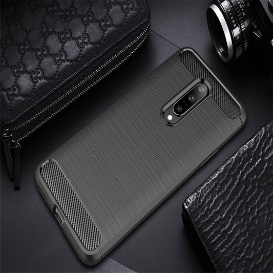 Brushed Texture Carbon Fiber Shockproof TPU Case for OnePlus 7, For OnePlus 7