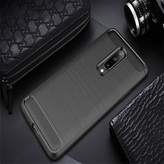 Brushed Texture Carbon Fiber Shockproof TPU Case for OnePlus 7, For OnePlus 7