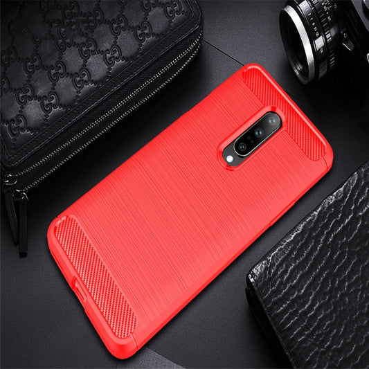 Brushed Texture Carbon Fiber Shockproof TPU Case for OnePlus 7, For OnePlus 7