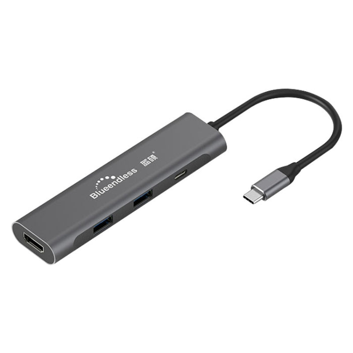 Blueendless 4 In 1 Multi-function Type-C / USB-C to HDMI + PD + Dual USB 3.0 HUB Expansion Dock, 4 In 1 HDMI + PD + Dual USB 3.0