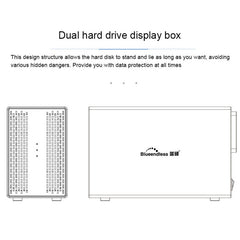 Blueendless USB-B Interface 3.5 inch 2 Bay RAID Combination Array HDD External Enclosure, USB-B