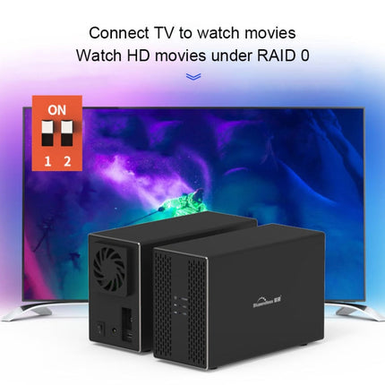 Blueendless Type-C / USB-C Interface 3.5 inch 2 Bay RAID Combination Array HDD External Enclosure, Type-C